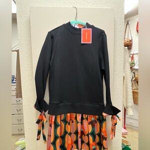 LA DoubleJ Black and Multicolor Long Sleeve Dress